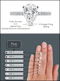 925 Sterling Silver Teardrop Ring, 3.25 ctw Pear & Round Cubic Zirconia
