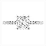 925 Sterling Silver Engagement Ring, 2.25 ctw Cushion & Round Cubic Zirconia