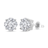 1.00 Cttw Cushion Cubic Zirconia Solitaire Earrings ,925 Sterling Silver in Push Back