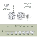 1.00 Cttw Cushion Cubic Zirconia Solitaire Earrings ,925 Sterling Silver in Push Back