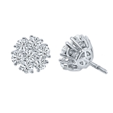 3.00 Cttw Round Cubic Zirconia Flower Cluster Stud Earrings for Her in 925 Sterling Silver in Screw Back