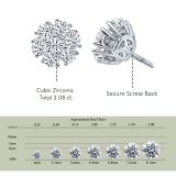 3.00 Cttw Round Cubic Zirconia Flower Cluster Stud Earrings for Her in 925 Sterling Silver in Screw Back