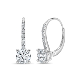 2.20 Cttw Round Cubic Zirconia Lever Back Earrings for Women in 925 Sterling Silver