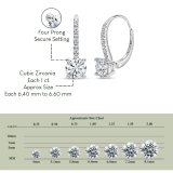 2.20 Cttw Round Cubic Zirconia Lever Back Earrings for Women in 925 Sterling Silver