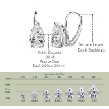 1.00 Cttw Pear Cubic Zirconia Solitaire Lever Back Earrings, 925 Sterling Silver