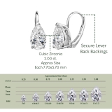 2.00 Cttw Pear Cubic Zirconia Solitaire Lever Back Earrings, 925 Sterling Silver