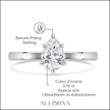 0.75 Carat Pear Shape Cubic Zirconia Sparkling Solitaire Engagement Ring for Women in 925 Sterling Silver