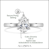 1.25 Carat Pear Shape Cubic Zirconia Sparkling Solitaire Engagement Ring for Women in 925 Sterling Silver