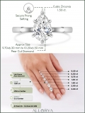 1.50 Carat Pear Shape Cubic Zirconia Sparkling Solitaire Engagement Ring for Women in 925 Sterling Silver