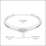 0.75 ctw Round Cubic Zirconia 5 Stone Open Cuff Bracelet for Women in 925 Sterling Silver