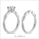 925 Sterling Silver Criss Cross Ring Set, 0.50 ctw Oval & Round Cubic Zirconia