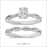 925 Sterling Silver Criss Cross Ring Set, 1.00 ctw Oval & Round Cubic Zirconia