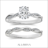925 Sterling Silver Criss Cross Ring Set, 1.25 ctw Oval & Round Cubic Zirconia