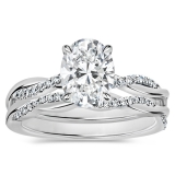 925 Sterling Silver Criss Cross Ring Set, 2.25 ctw Oval & Round Cubic Zirconia