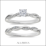 925 Sterling Silver Twisted Ring Set, 0.50 ctw Cushion & Round Cubic Zirconia