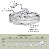 925 Sterling Silver Twisted Ring Set, 0.75 ctw Cushion & Round Cubic Zirconia