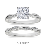 925 Sterling Silver Twisted Ring Set, 1.75 ctw Cushion & Round Cubic Zirconia