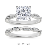 925 Sterling Silver Twisted Ring Set, 2.25 ctw Cushion & Round Cubic Zirconia