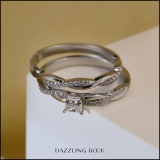 925 Sterling Silver Swirl Ring Set, 0.50 ctw Princess & Round Cubic Zirconia