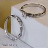 925 Sterling Silver Swirl Ring Set, 0.50 ctw Princess & Round Cubic Zirconia