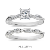 925 Sterling Silver Swirl Ring Set, 1.00 ctw Princess & Round Cubic Zirconia