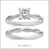 925 Sterling Silver Swirl Ring Set, 1.25 ctw Princess & Round Cubic Zirconia