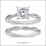 925 Sterling Silver Swirl Ring Set, 1.75 ctw Princess & Round Cubic Zirconia