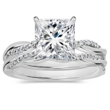 925 Sterling Silver Swirl Ring Set, 2.25 ctw Princess & Round Cubic Zirconia