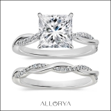 925 Sterling Silver Swirl Ring Set, 2.25 ctw Princess & Round Cubic Zirconia