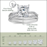 925 Sterling Silver Swirl Ring Set, 2.25 ctw Princess & Round Cubic Zirconia