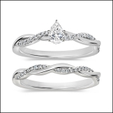 925 Sterling Silver Twisted Ring Set, 0.50 ctw Pear & Round Cubic Zirconia