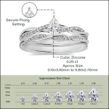 925 Sterling Silver Twisted Ring Set, 0.50 ctw Pear & Round Cubic Zirconia