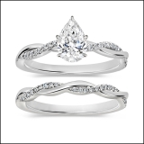 925 Sterling Silver Twisted Ring Set, 1.25 ctw Pear & Round Cubic Zirconia