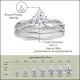 925 Sterling Silver Twisted Ring Set, 1.25 ctw Pear & Round Cubic Zirconia