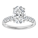 Oval (1.00 CT) & Round (0.23 CT) Cubic Zirconia Solitaire Engagement Ring for Women in 925 Sterling Silver Size 7