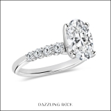 Oval (1.00 CT) & Round (0.23 CT) Cubic Zirconia Solitaire Engagement Ring for Women in 925 Sterling Silver Size 7