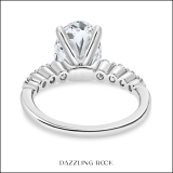 Oval (1.00 CT) & Round (0.23 CT) Cubic Zirconia Solitaire Engagement Ring for Women in 925 Sterling Silver Size 7