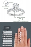 Oval (1.00 CT) & Round (0.23 CT) Cubic Zirconia Solitaire Engagement Ring for Women in 925 Sterling Silver Size 7