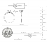 Heart Shape (1.00 CT) & Round (0.23 CT) Cubic Zirconia 4 Prong Solitaire Engagement Ring for Women in 925 Sterling Silver