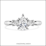 925 Sterling Silver 3 Stone Ring, 1.26 ctw Pear Cubic Zirconia