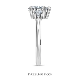 925 Sterling Silver 3 Stone Ring, 1.26 ctw Pear Cubic Zirconia