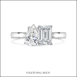 925 Sterling Silver 2 Stone Ring, 2.00 ctw Pear & Emerald cut Cubic Zirconia