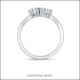 925 Sterling Silver 2 Stone Ring, 2.00 ctw Pear & Emerald cut Cubic Zirconia