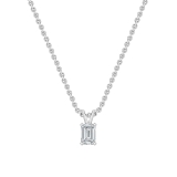 0.25 Cttw Emerald Solitaire Cubic Zirconia 4 Prong Pendant with 18 inch Silver Chain for Her in 925 Sterling Silver
