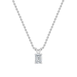 0.50 Cttw Emerald Solitaire Cubic Zirconia 4 Prong Pendant with 18 inch Silver Chain for Her in 925 Sterling Silver