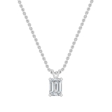 1.50 Cttw Emerald Solitaire Cubic Zirconia 4 Prong Pendant with 18 inch Silver Chain for Her in 925 Sterling Silver