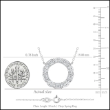 3 Cttw Emerald & Oval Alternate Cubic Zirconia Circle Pendant with 18 inch Silver Chain, 925 Sterling Silver
