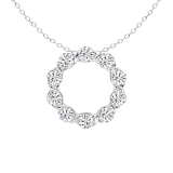 2.00 Cttw Round Cubic Zirconia Twisted Arms Open Circle Pendant with 18 inch Silver Chain, 925 Sterling Silver