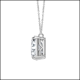 925 Sterling Silver Two Stone Pendant Necklace for Women with 18 inch Silver Chain 2.16 cttw, Emerald (1.20 ct) & Pear (0.96 ct) Cubic Zirconia