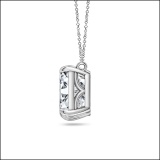 925 Sterling Silver Two Stone Pendant Necklace for Women with 18 inch Silver Chain 3.75 cttw, Emerald (2.00 ct) & Pear (1.75 ct) Cubic Zirconia